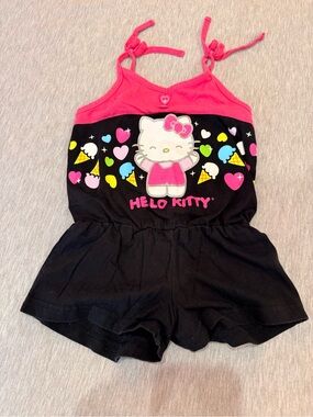 Hello Kitty Black and Hot Pink Girls Tank Romper